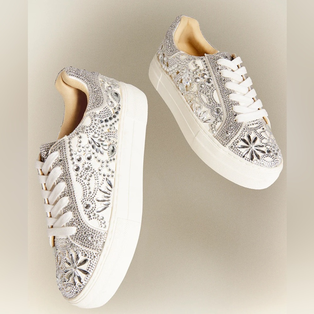 Betsey Johnson Reily Rhinestone Lace-Up Sneakers